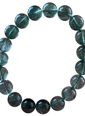 天然透体顺发绿发晶手链女饰品