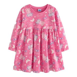 小猪佩奇女童裙子秋款童装连衣裙甜美公主风粉红色圆领上衣长袖裙