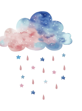 自粘墙贴纸卡通彩色云朵雨滴图案客厅玻璃窗儿童房家居幼儿园装饰