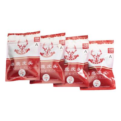 雄鹿皮头台球杆进口牛皮皮头10/11/12/13mm台球杆枪头俱乐部50颗