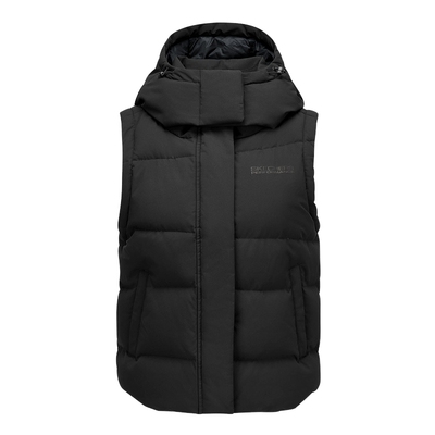 斯凯奇户外羽绒马甲女防风高领连帽轻便保暖背心P425W086/0018