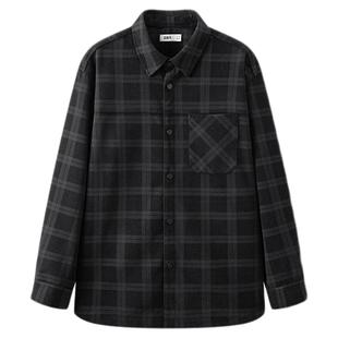 商场同款|森马长袖衬衫男冬格纹灯芯绒外套2025新款经典流行上衣