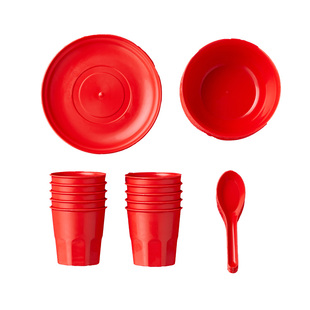 一次性餐具四件套碗筷套装结婚喜宴杯子红色饭碗稻壳加厚酒席过年