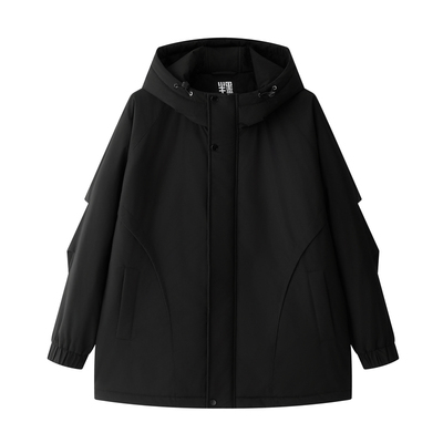 半墨大码男装连帽棉衣加肥加大2025冬季新款防风保暖肥佬棉服外套