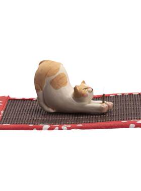 原创手作陶瓷香薰炉可爱猫咪香插