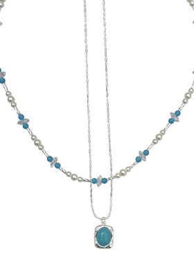 nicedream松石蓝叠戴串珠项链