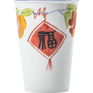 景德镇陶瓷杯美陶中式手绘可乐杯主人杯单杯大号手握杯高温陶瓷杯