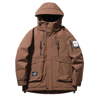 90灰鸭绒连帽羽绒服男宽松大码冬季新款美式潮牌加厚保暖工装外套