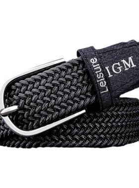 igm透气舒适编织弹力牛仔皮带