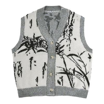 浮游野人复古森系马海毛针织马甲