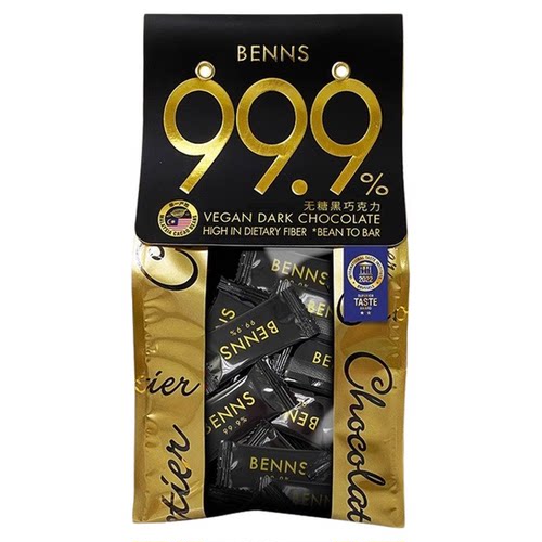 BENNS黑巧克力贝纳丝85%巴旦木夹心纯可可脂至醇坚果夹心黑巧零食