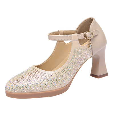 金色走秀高跟鞋女不累脚旗袍鞋子