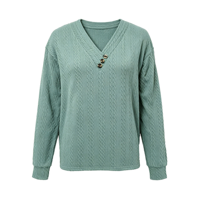 2026 Autumn New V Neck Pleated T-Shirt Women Long Sleeve Top