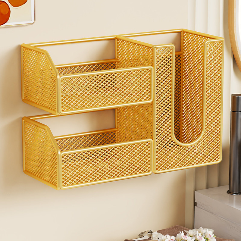 洗漱台化妆品置物架浴室墙上免打孔卫生纸收纳盒多层护肤品摆放架