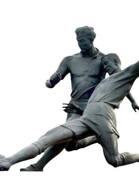 汉白玉石雕人物踢足球运动雕塑园林景观小品户外广场艺术装饰摆件