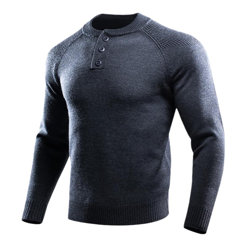 龙牙新品隐鳞美丽诺羊毛亨利领套头毛衣加强版男士美利奴美丽诺