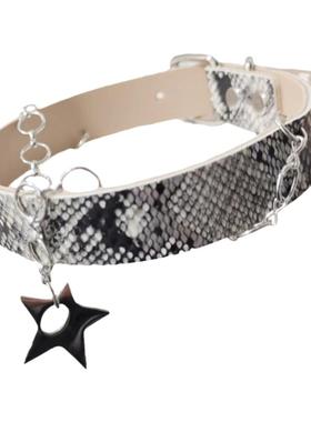 「蛇纹」双层锁骨链choker星星吊坠Y2K鱼纹叠戴小众项圈