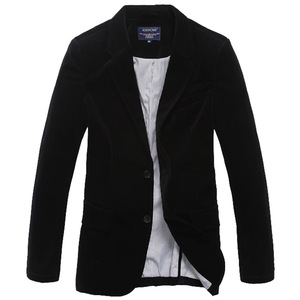 英伦春秋男士补丁袖肘修身灯芯绒西装单件休闲小西服厚上衣外套潮