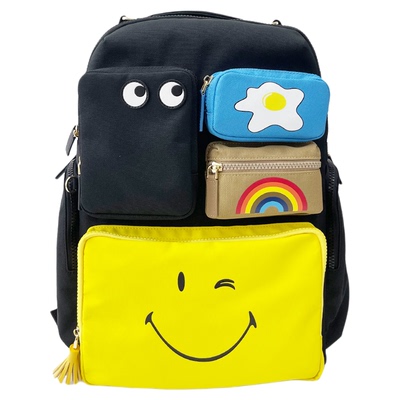 CTANDJIM快乐的购物袋托特包 双肩包 笑脸彩虹煎蛋眼睛多口袋