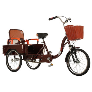 新款老年三轮车人力车老人脚蹬代步车双人车成人脚踏自行车带孩子