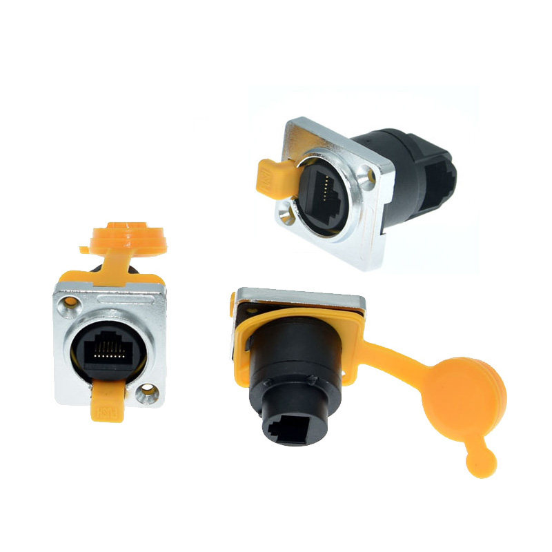RJ45网口网线母座工业面板接插件微型防水接头连接器8P水晶头插座