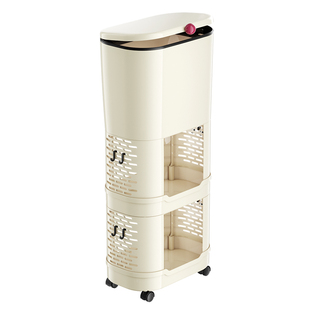 厨房垃圾桶家用高款大容量带盖免弯腰双层可移动多功能日式置物架