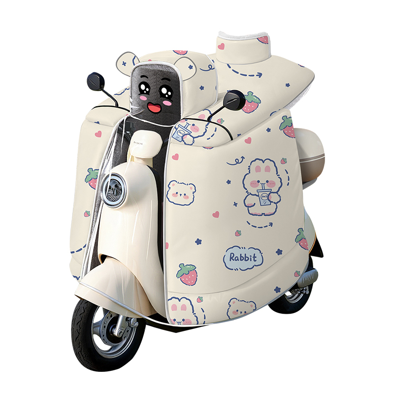 儿童亲子款电动车挡风被带小孩加厚加绒保暖冬季防风电瓶摩托全包