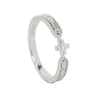 「冠冕」十字为誓 星光为证925纯银莫桑石星轨戒指宿命感情侣对戒