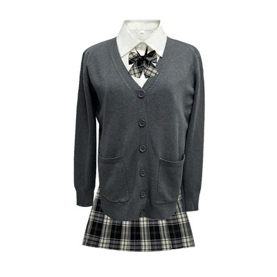 春秋季毛衣学院风开衫长袖套装