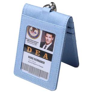 高档多卡位布纹PU卡包折叠门卡套公交饭卡工作证吊牌卡套挂绳定制