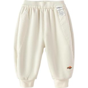 巴拉巴拉宝宝裤子男童女童白色运动裤冬季新款童装儿童加绒长裤厚