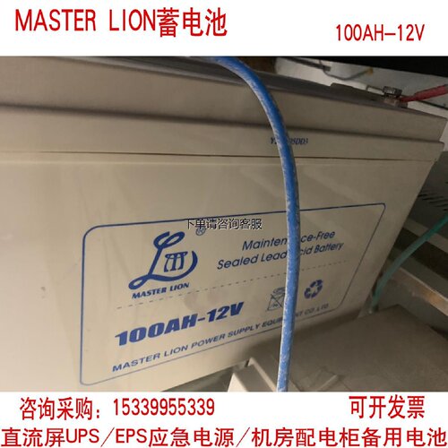 MASTERLION电瓶100AH12V雄狮蓄电池12V100AH直流屏EPSUPS用电池