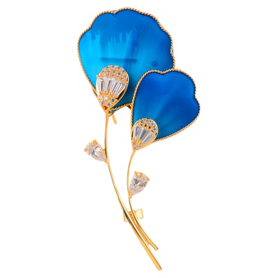 新中式非遗绒花银杏叶胸针女别针