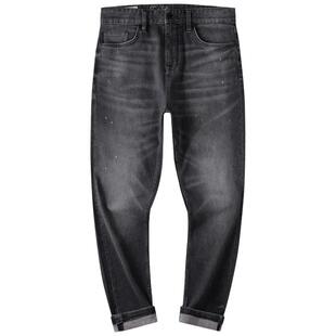 【泼墨黑牛】卡宾弹力夏季薄款复古美式高街直筒垂感休闲牛仔裤男