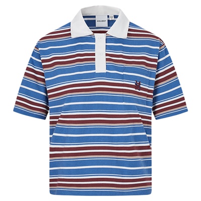 MOUSSY 早春新品欧若风MIU系条纹POLO短袖T恤女028ISZ90-0831
