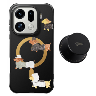 Tastecase黑金腊肠狗磁吸手机壳适用OPPO FIND X9 Pro Ultra新款原创磨砂防摔壳高级感小狗腊肠犬磁吸支架