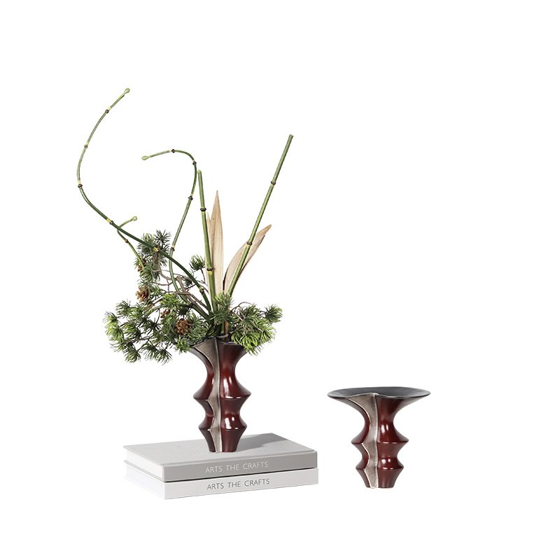 中古侘寂风绿色陶瓷小花瓶插花软装客厅茶几餐桌洽谈桌高级感花艺