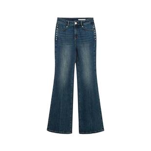 REVAN芮范设计师款朋克复古铆钉牛仔裤RM71302070