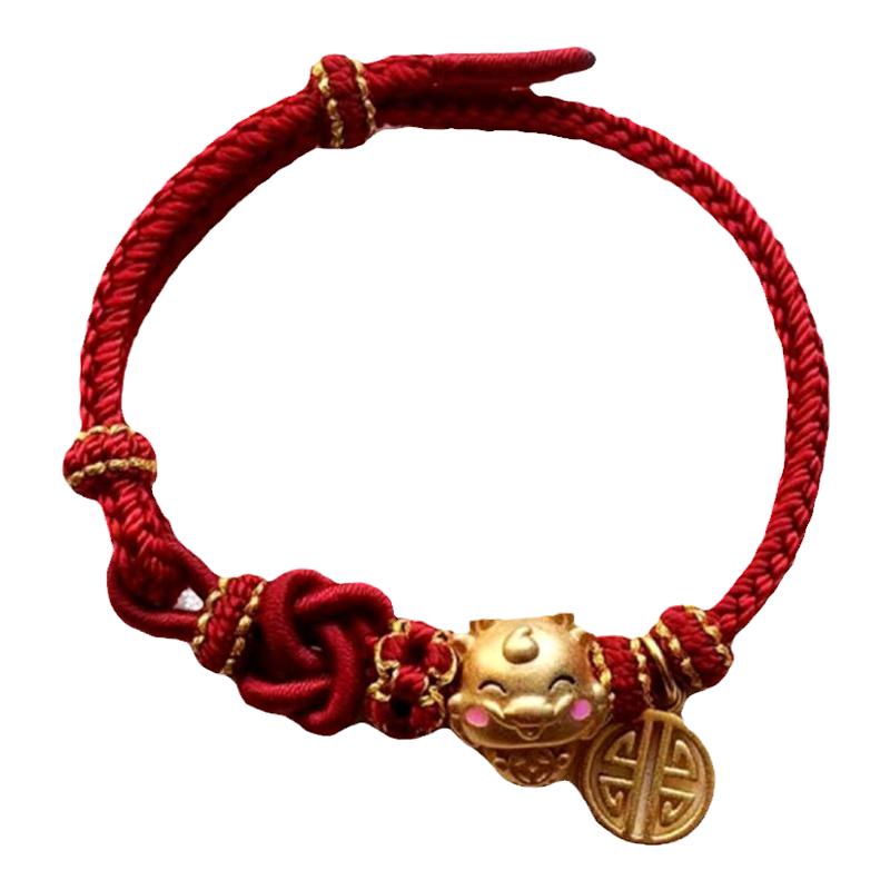 同心結(jié)紅繩手鏈編織精致桃花手繩半成品可穿轉(zhuǎn)運珠送閨蜜兒童寶寶