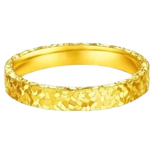 正品爆闪碎碎冰戒指金包实心指环黄金店同款情侣对戒送女友礼物