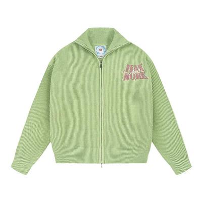 FEAROM标语刺绣双拉链开衫毛衣