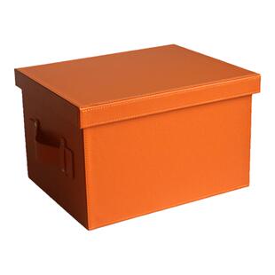 家用整理箱储物箱衣帽间收纳盒皮质衣服后备箱大号橙色收纳箱车用
