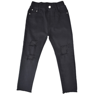 2025春秋季儿童跳街舞嘻哈洋气韩版男童小脚修身瘦版破洞长裤子潮