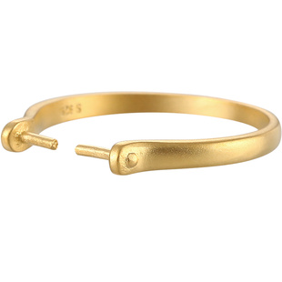 S925银古法银金色戒指空托万能卡扣戒指托夹多宝隔珠串珠diy戒托