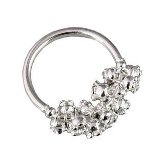 九九倾城艺术设计手工925纯银时尚文艺可爱小清新佛铃花戒指银饰