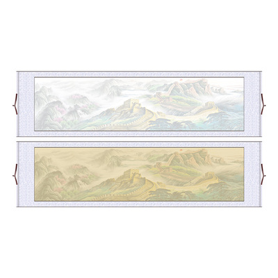 青云志挂画空白万里长城图沁园春雪横轴卷轴蜡染半生熟宣纸毛笔书法瘦金体挂轴字画装裱挂画 锦福鑫 仿古作品