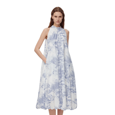 Fabrique 【浮云裙】桑蚕丝混纺飘带挂脖连衣裙女夏季新品