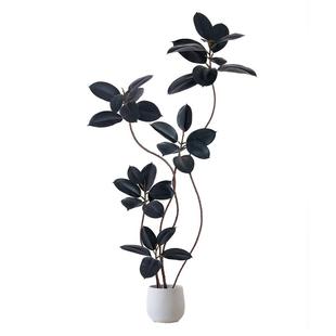 仿真绿植黑金刚橡皮树室内客厅大型盆栽高端轻奢仿生假树植物摆件