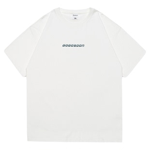 GOGOSOON晴天条纹短袖T恤男夏季新款双缝贴标设计顺色圆领宽松潮Q