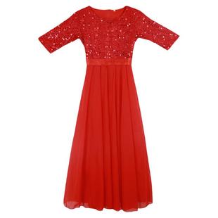 大合唱女亮片长裙独唱连衣裙表演服2025新款中老年合唱团演出服装